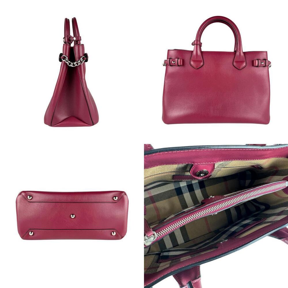 Burberry Handbag Shoulder Bag Leather Wine Red - Picture 2 of 4